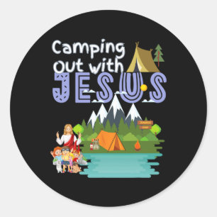 Camping Out With Jesus Summer Camp Vbs Christian K Classic Round Sticker