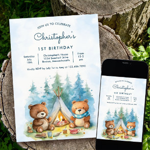 Camping Outdoor Adventure Birthday Party Invitation