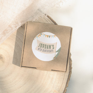 Camping Outdoor Adventure Boy Birthday Party Classic Round Sticker