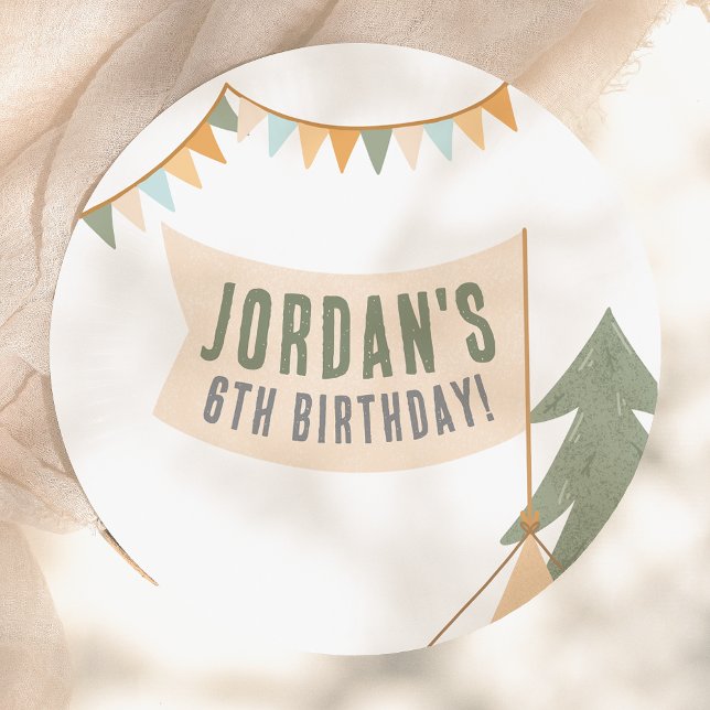 Camping Outdoor Adventure Boy Birthday Party Paper Plate (Creator Uploaded)