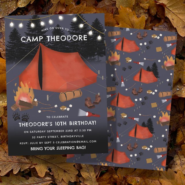 Camping Outdoor Adventure Campfire Birthday Party Invitation (Camping Outdoor Adventure Campfire Birthday Party Invitation)