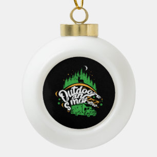 Camping - Outdoors And Smores Ceramic Ball Christmas Ornament