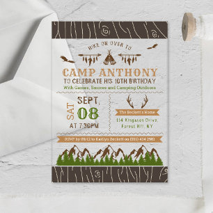 Camping Outdoors Birthday Party Acrylic Invitations