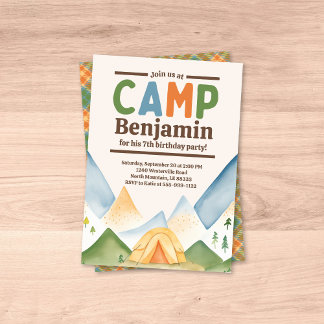 Camping Outdoors Birthday Party Invitation