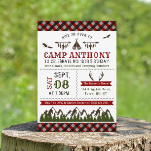 Camping Outdoors Birthday Party Invitations