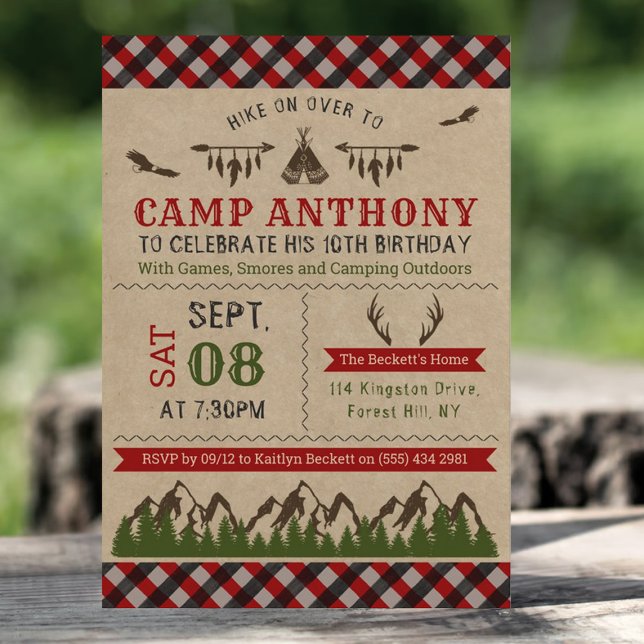 Camping Outdoors Birthday Party Invitations (Creator Uploaded)