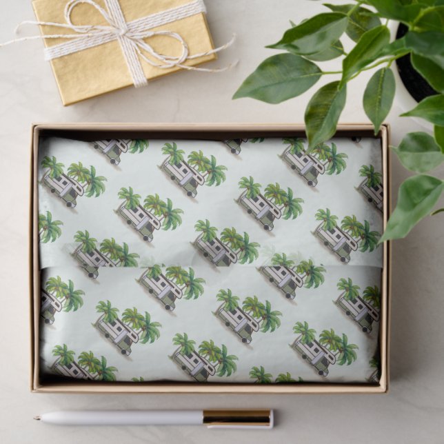 Camping Palm Trees Class C Camper Tissue Paper (Gift)