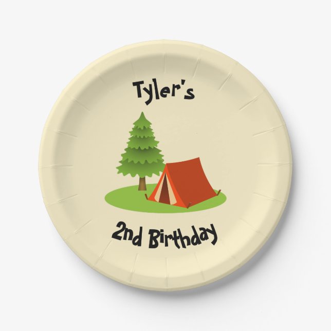 Camping Party Personalised Plates (Front)