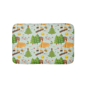 Camping Pattern Bath Mat