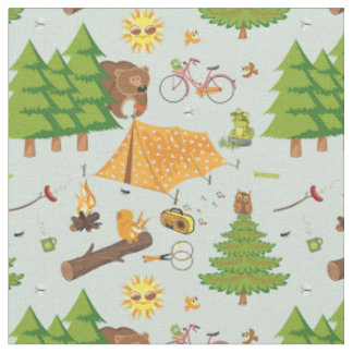 Camping Pattern Fabric