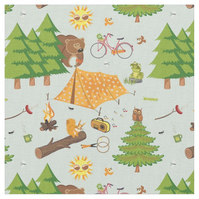 Camping Pattern Fabric (Close Up)