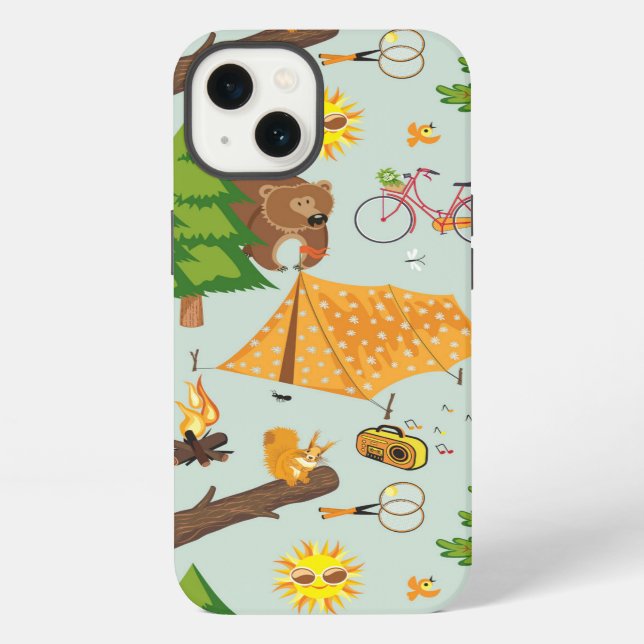 Camping Pattern iPhone Case (Back)
