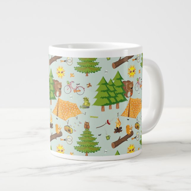 Camping Pattern Large Coffee Mug (Front Right)