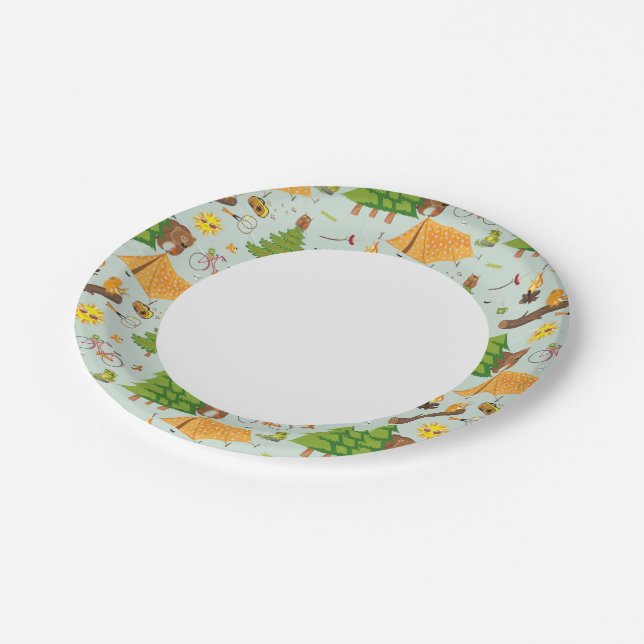 Camping Pattern Paper Plate (Angled)