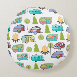 Camping Pattern Round Pillows
