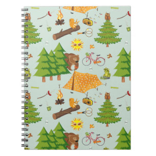 Camping Pattern Spiral Notebook