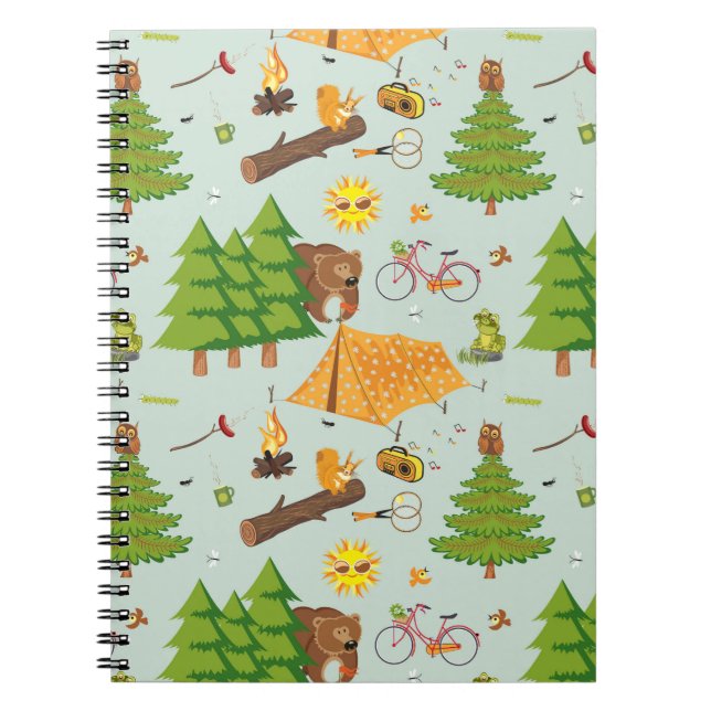 Camping Pattern Spiral Notebook (Front)