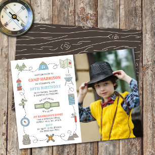 Camping Photo Any Age Birthday Invitations