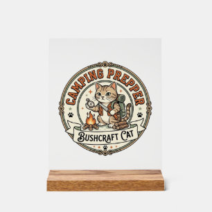 Camping Prepper Bushcraft Cat Camping Prepper Bush Acrylic Sign