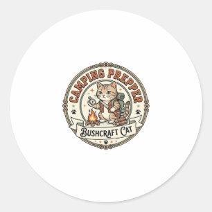 Camping Prepper Bushcraft Cat Camping Prepper Bush Classic Round Sticker