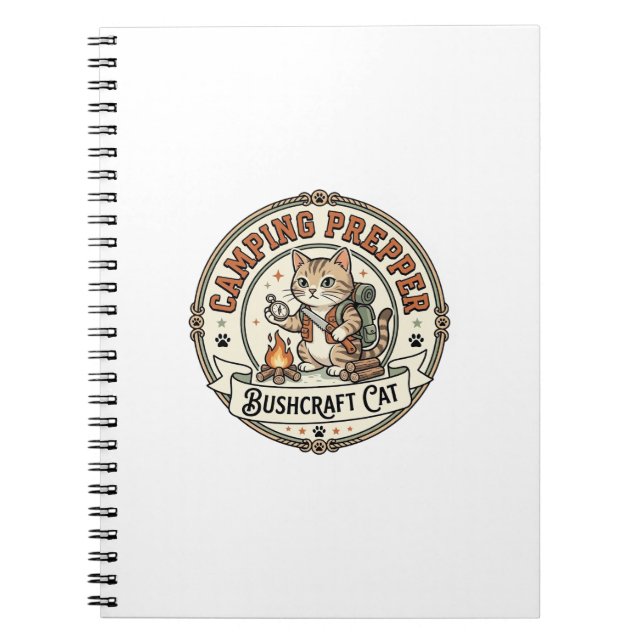 Camping Prepper Bushcraft Cat Camping Prepper Bush Notebook (Front)