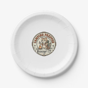 Camping Prepper Bushcraft Cat Camping Prepper Bush Paper Plate