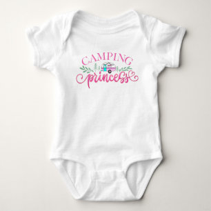 Camping Princess Pink Camper Adventure Baby Bodysuit