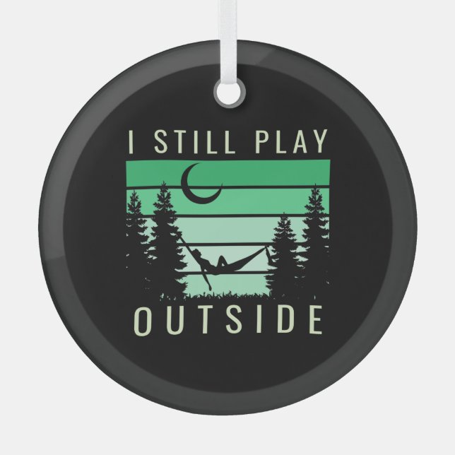 Camping Quote Vacation Glass Tree Decoration (Front)