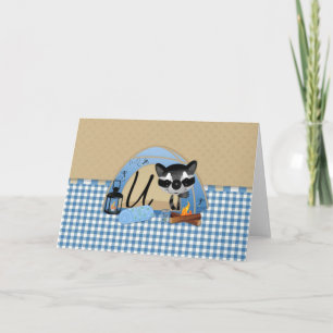 Camping Raccoons Letter U Note Card
