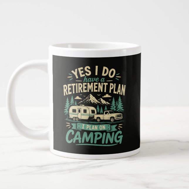 Camping Retirement Plan Large Coffee Mug (Left)