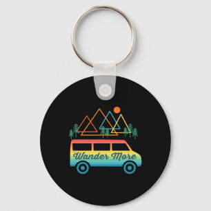 Camping Retro Camper Van Vintage Sunset Mountains Key Ring