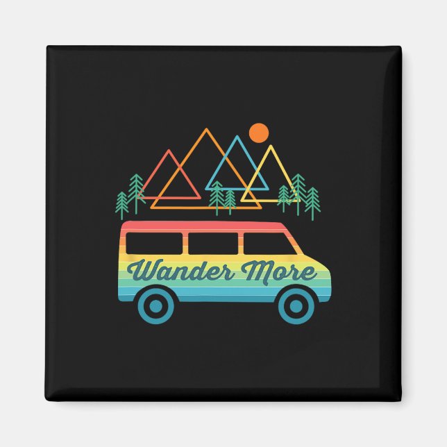 Camping Retro Camper Van Vintage Sunset Mountains  Magnet (Front)