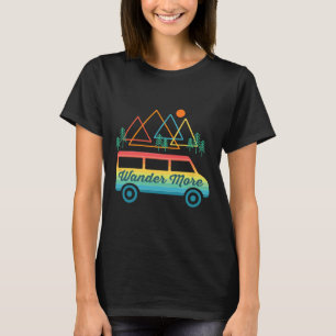 Camping Retro Camper Van Vintage Sunset Mountains T-Shirt