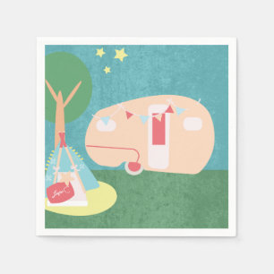 Camping Retro Party Stars Night Birthday Napkin