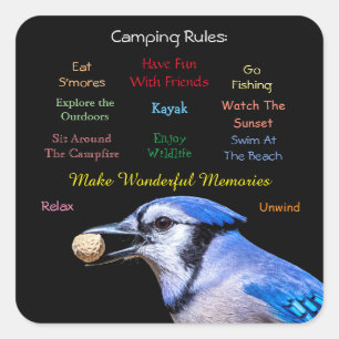 Camping Rules Square Sticker