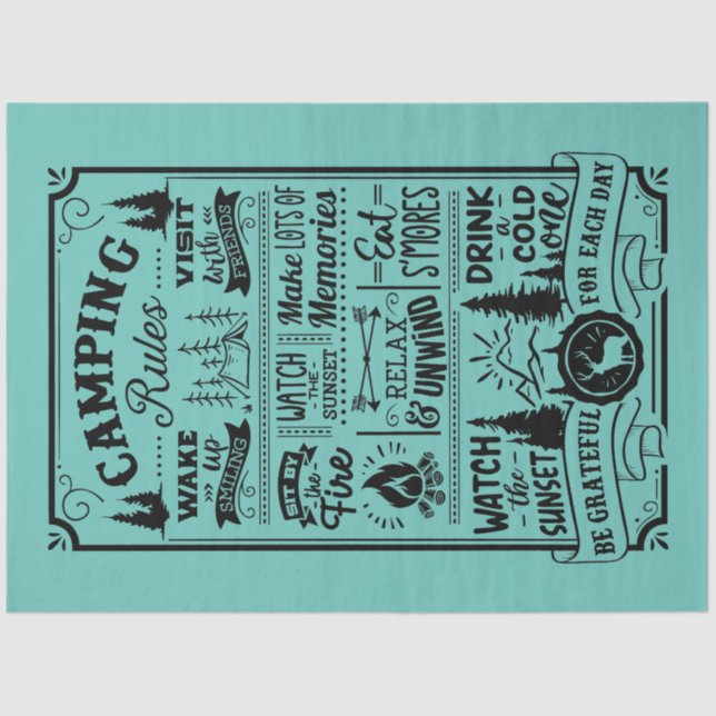 Camping Rules Tissue Paper (Front)