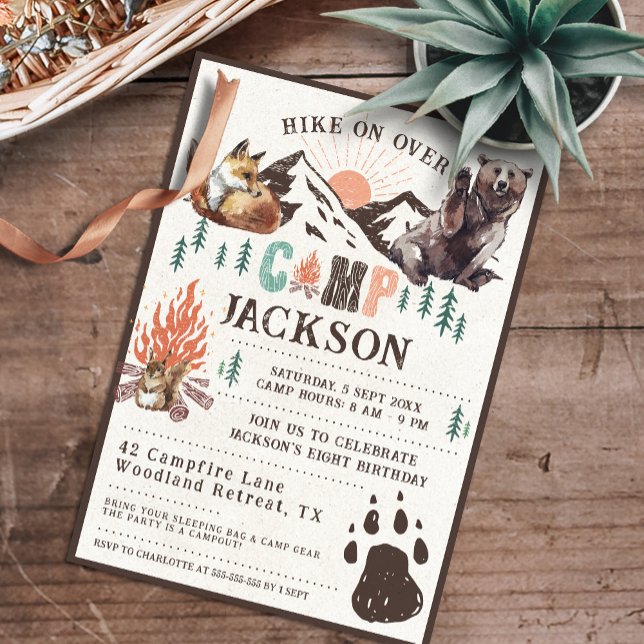 Camping Rustic Camp Birthday Invitation (Creator Uploaded)
