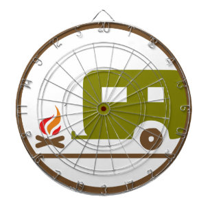 Camping RV Trailer And Campfire Dartboard