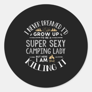 Camping Shirt Women Wife Camper Rv Camping Vacatio Classic Round Sticker