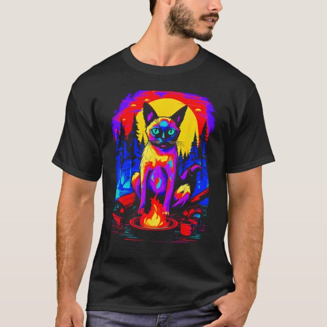 Camping Siamese Cat T-Shirt (Front)