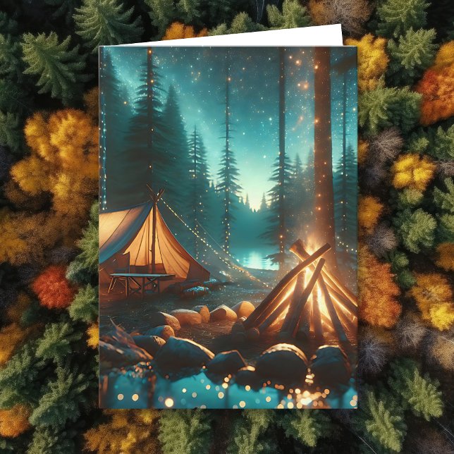 Camping Site with Pretty Lights | Anniversary Card (Creator Uploaded)
