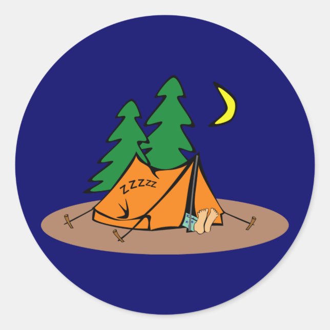 Camping - sleeping in a tent classic round sticker (Front)