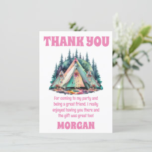 Camping Sleepover Party Thank You Card