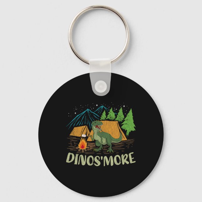 Camping S'more Dinosaur Lover Funny Dinosaur Campi Key Ring (Front)