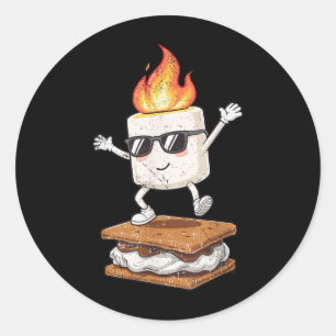 Camping Smore Marshmallow Chocolate Cute Dance Cam Classic Round Sticker
