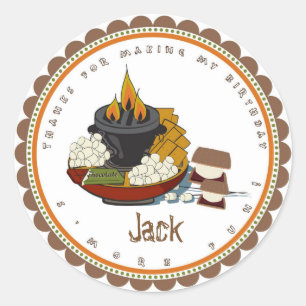 Camping S'mores Birthday Party Favour Stickers