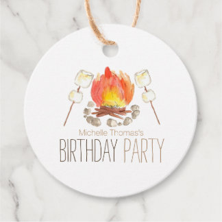 Camping smores outdoor birthday favour tag