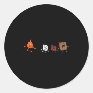 Camping Smores Running Fire Funny Group Hug Men Wo Classic Round Sticker
