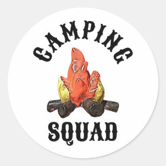 Camping Squad Custom Text Campfire Classic Round Sticker