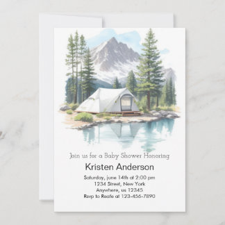 Camping Stars Adventure Awaits Baby Shower Invitation
